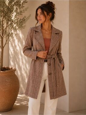 Le Château Made in Canada Plaid Belted Jacket Blazer Size Small Petite